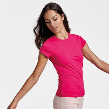 BALI Очень удобная приталенная футболка с коротким рукавом и воротом на резинке, цвет ярко-розовый  размер S - CA65970178- Фото №2