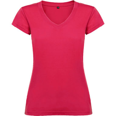 VICTORIA Приталені жіноча футболка з особливим дизайном V-образного вирізу, колір яскраво-рожевий  розмір S - CA66460178- Фото №1
