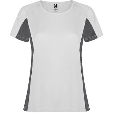 SHANGHAI WOMAN Спортивная футболка с коротким рукавом в сочетании двух полиэфирных тканей, цвет белый, темно-серый  размер S - CA6648010146- Фото №1