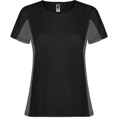 SHANGHAI WOMAN Спортивная футболка с коротким рукавом в сочетании двух полиэфирных тканей, цвет черный, темно-серый  размер S - CA6648010246- Фото №1