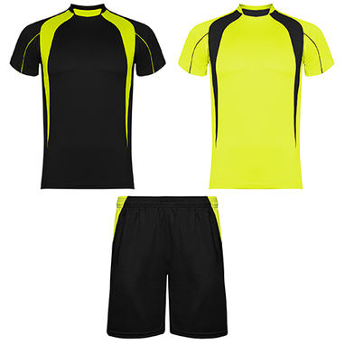SALAS Спортивний комплект унісекс: 2 футболки + 1 шорти, колір чорний, флюорісцентний жовтий  розмір M - CJ04290202221- Фото №1