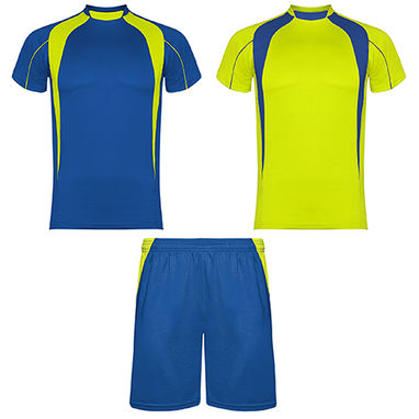 SALAS Спортивний комплект унісекс: 2 футболки + 1 шорти, колір королівський синій, флюорісцентний жовтий  розмір M - CJ04290205221- Фото №1