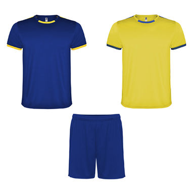 RACING Спортивный комплект унисекс, состоящий из 2 футболок и 1 шорт, цвет желтый, королевский синий  размер M - CJ0452020305- Фото №1
