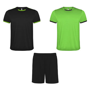 RACING Спортивный комплект унисекс, состоящий из 2 футболок и 1 шорт, цвет лайм, черный  размер M - CJ04520222502- Фото №1
