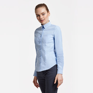 OXFORD WOMAN Женская рубашка с карманом на левой груди, цвет небесно-голубой  размер M - CM50680210- Фото №2