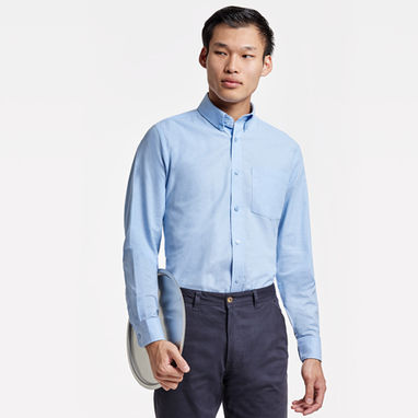OXFORD Мужская рубашка с карманом на левой груди, цвет небесно-голубой  размер S - CM55070110- Фото №2