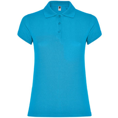 STAR WOMAN Женская футболка-поло с коротким рукавом, цвет бирюзовый  размер S - PO66340112- Фото №1