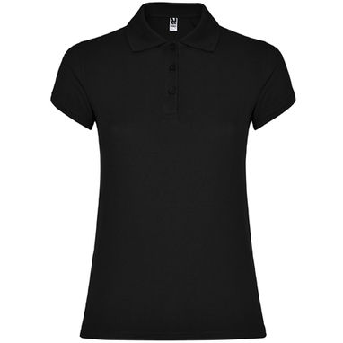 STAR WOMAN Женская футболка-поло с коротким рукавом, цвет черный  размер L - PO66340302- Фото №1