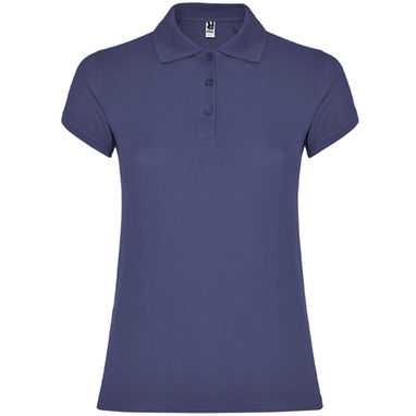 STAR WOMAN Женская футболка-поло с коротким рукавом, цвет джинс  размер L - PO66340386- Фото №1