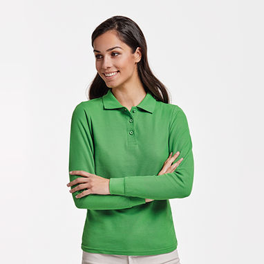 ESTRELLA WOMAN L/S Приталенное поло (slim fit) с длинным рукавом, цвет травяной зеленый  размер S - PO66360183- Фото №2
