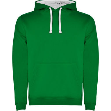 URBAN Двухцветная толстовка с капюшоном на регулируемых завязках, цвет зеленый глубокий, белый  размер XL - SU1067042001- Фото №1