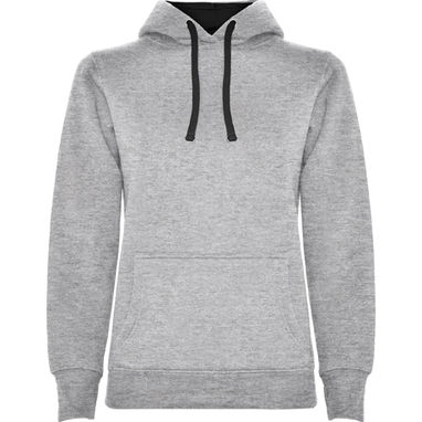 URBAN WOMAN Приталений светер діночого фасону з двокольоровим капюшоном та шнурівкою в колір, колір сірий, чорний  розмір XL - SU1068045802- Фото №1
