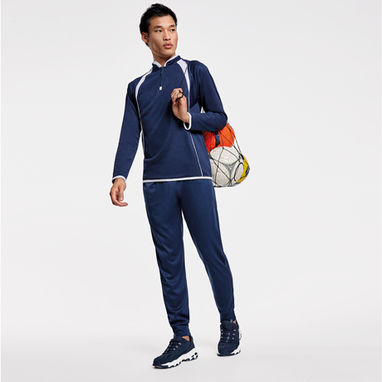 SEUL Двухцветная спортивная толстовка с флисовой подкладкой, цвет темно-синий, белый  размер XL - SU1097045501- Фото №2
