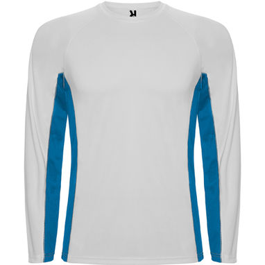 SHANGHAI L/S Технічна сорочка з поєднання поліестерових тканина, колір білий, королівський синій  розмір S - CA6670010105- Фото №1