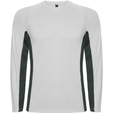 SHANGHAI L/S Спортивная комбинированная футболка с двумя полиэстерными тканями, цвет белый, темно-серый  размер S - CA6670010146- Фото №1