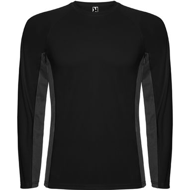 SHANGHAI L/S Технічна сорочка з поєднання поліестерових тканина, колір чорний, темно-сірий  розмір S - CA6670010246- Фото №1
