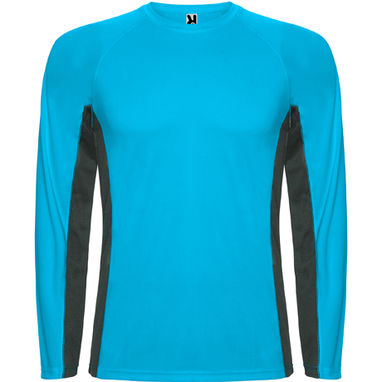 SHANGHAI L/S Спортивная комбинированная футболка с двумя полиэстерными тканями, цвет бирюзовый, темно-серый  размер S - CA6670011246- Фото №1