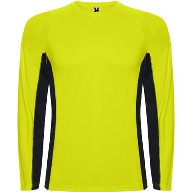 SHANGHAI L/S Технічна сорочка з поєднання поліестерових тканина, колір жовтий флюорісцентний, чорний  розмір S - CA66700122102- Фото №1