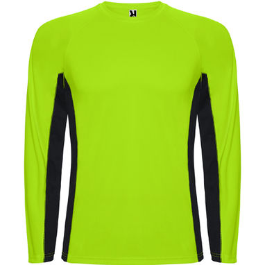 SHANGHAI L/S Технічна сорочка з поєднання поліестерових тканина, колір флюорісцентний зелений, чорний  розмір S - CA66700122202- Фото №1