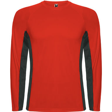 SHANGHAI L/S Технічна сорочка з поєднання поліестерових тканина, колір червоний, темно-сірий  розмір S - CA6670016046- Фото №1