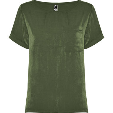 MAYA Жіноча футболка з довгим рукавом і глибоким вирізом, колір армійський зелений  розмір S - CA66800115- Фото №1