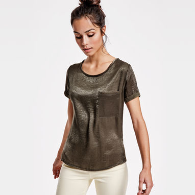 MAYA Жіноча футболка з довгим рукавом і глибоким вирізом, колір армійський зелений  розмір S - CA66800115- Фото №2
