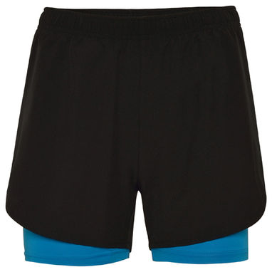 LANUS Женские спортивные шорты с контрастной сеткой внутри, цвет черный, королевский  размер S - PC6655010205- Фото №1