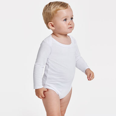 HONEY L/S Боди гладкой вязки для младенца с длинным рукавом, цвет белый  размер 9 MESES - BD720210301- Фото №2