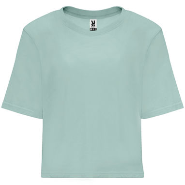 DOMINICA Женская футболка укороченного и свободного кроя с короткими рукавами, цвет вымытый синий  размер S - CA668701126- Фото №1