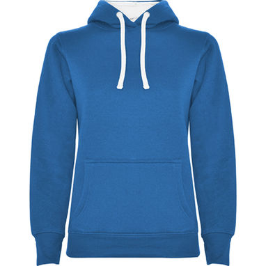 URBAN WOMAN Приталений светер діночого фасону з двокольоровим капюшоном та шнурівкою в колір, колір королівський синій, білий  розмір XL - SU1068040501- Фото №1