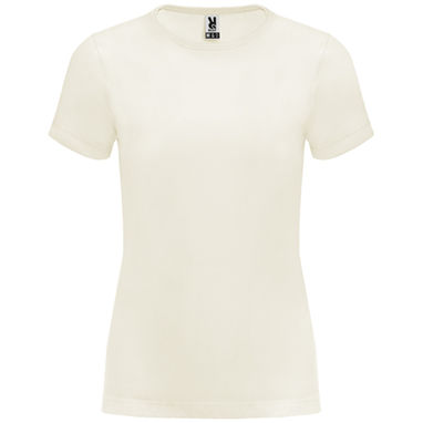 BASSET WOMAN Жіноча футболка з коротким рукавом з органічної бавовни, колір бежевий  розмір S - CA66860129- Фото №1