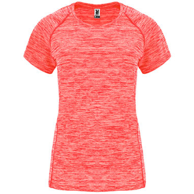 AUSTIN WOMAN Жіноча технічна футболка з поліестеру короткими рукавами реглан, колір heather fluor coral  розмір S - CA664901244- Фото №1