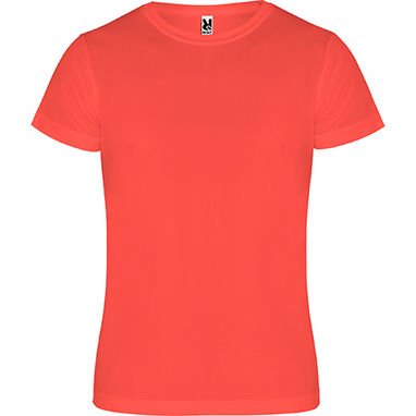 CAMIMERA Спортивная футболка с коротким рукавом и круглым вырезом, цвет коралловый флуоресцентный  размер S - CA045001234- Фото №1