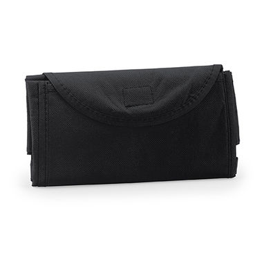 ALONDRA Складная нетканая сумка для покупок с кнопкой для закрывания и удобным внешним карманом, цвет черный - BO7524S102- Фото №1