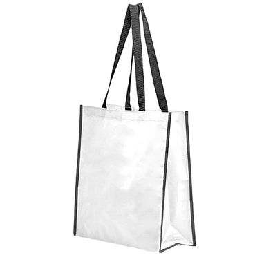 Багаторазова сумка з глянсовою ламінованої оздобленням, колір білий - BO7543S101- Фото №1