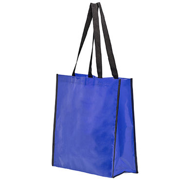 Багаторазова сумка з глянсовою ламінованої оздобленням, колір яскравий синій - BO7543S105- Фото №1