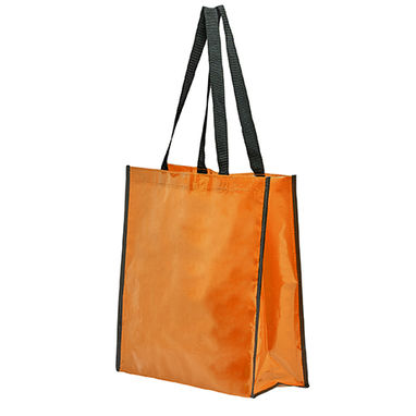 Багаторазова сумка з глянсовою ламінованої оздобленням, колір апельсиновий - BO7543S131- Фото №1