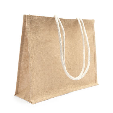 Прямоугольная пляжная сумка из джута, цвет бежевый - BO7555S129- Фото №1