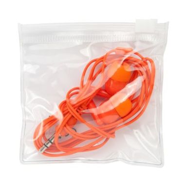 Навушники в практичному самозакривному футлярі з прозорого PVC, колір апельсиновий - EP3301S131- Фото №2