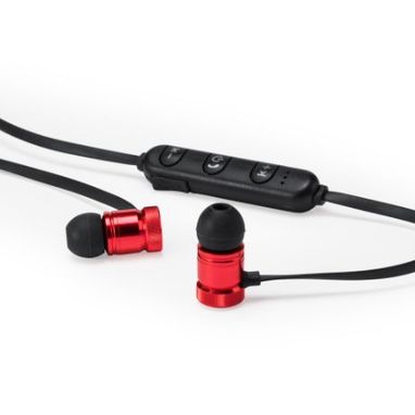 Бездротові алюмінієві навушники з вбудованими пультом управління і мікрофоном, колір червоний - EP3303S160- Фото №2