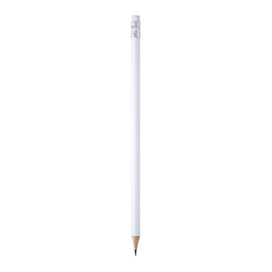 Круглый деревянный карандаш с резинкой, цвет белый - HW8002S101- Фото №1