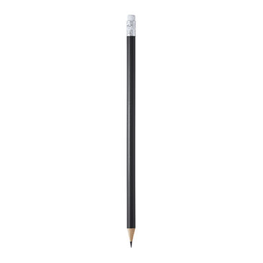 Круглый деревянный карандаш с резинкой, цвет черный - HW8002S102- Фото №1