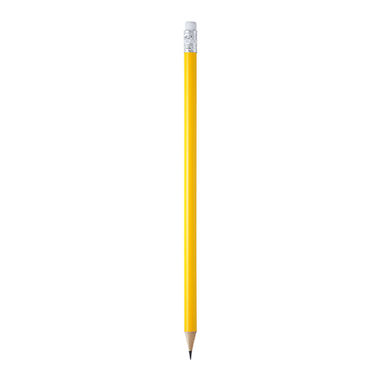 Круглый деревянный карандаш с резинкой, цвет желтый - HW8002S103- Фото №1