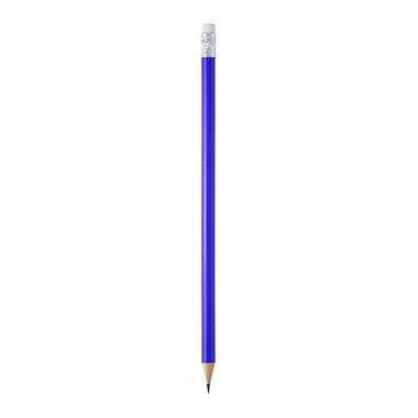 Круглый деревянный карандаш с резинкой, цвет яркий синий - HW8002S105- Фото №1