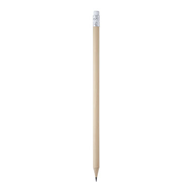 Круглый деревянный карандаш с резинкой, цвет бежевый - HW8002S129- Фото №1