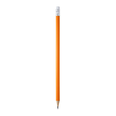 Круглий дерев'яний олівець з ластиком, колір апельсиновий - HW8002S131- Фото №1