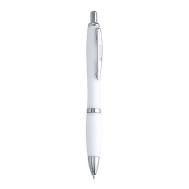 Ручка с нажимным механизмом в корпусе из ABS с мягкой накладкой, цвет белый - HW8009S101- Фото №1