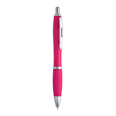 Ручка с нажимным механизмом в корпусе из ABS с мягкой накладкой, цвет фуксия - HW8009S140- Фото №1