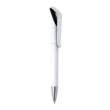 Ручка з поворотним механізмом в двокольоровому глянсовому корпусі з ABS, колір чорно-білий - HW8011S10201- Фото №1
