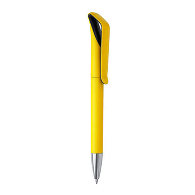 Ручка с поворотным механизмом в двухцветном глянцевом корпусе из ABS, цвет черный, желтый - HW8011S10203- Фото №1